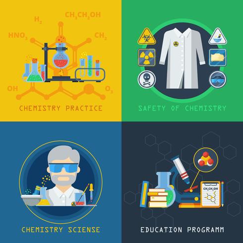 Química 2x2 Design Concept Set vector