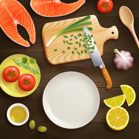 Flat Lay Cooking Dark Background Image  vector