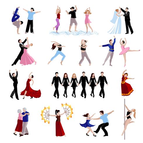 Conjunto de iconos de personas bailando vector
