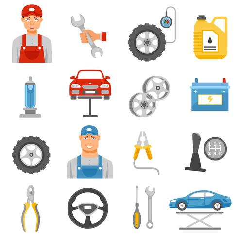 Car Repair Service Flat Icons Set  vector