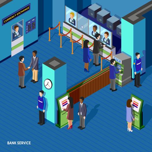 Bank Service Isometric Concept  vector