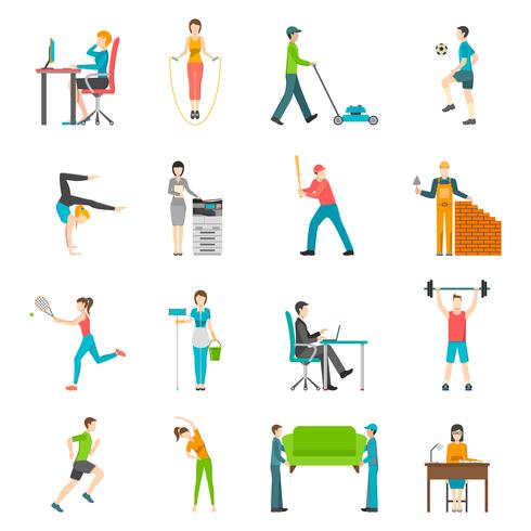 Physical Activity Flat Icons vector
