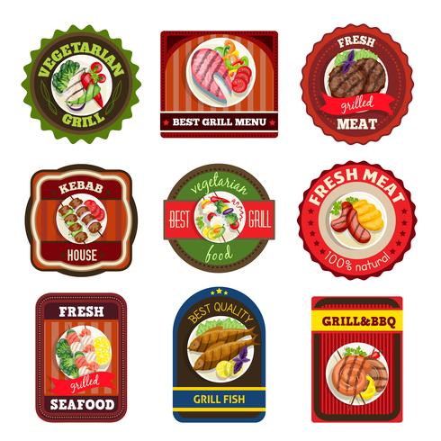 Grill Dishes Emblems vector