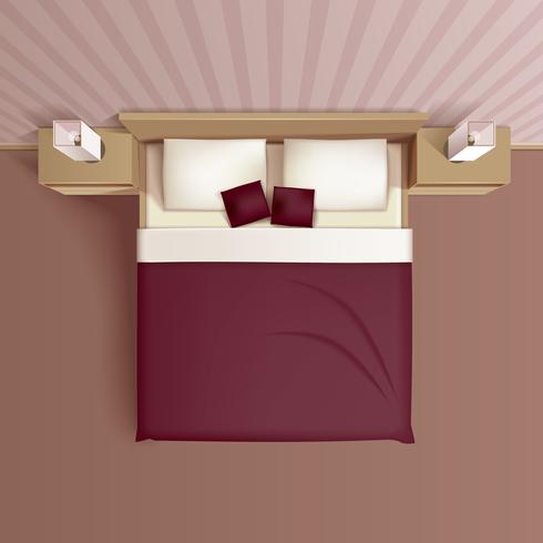 Bedroom Interior Top View Realistic Image vector