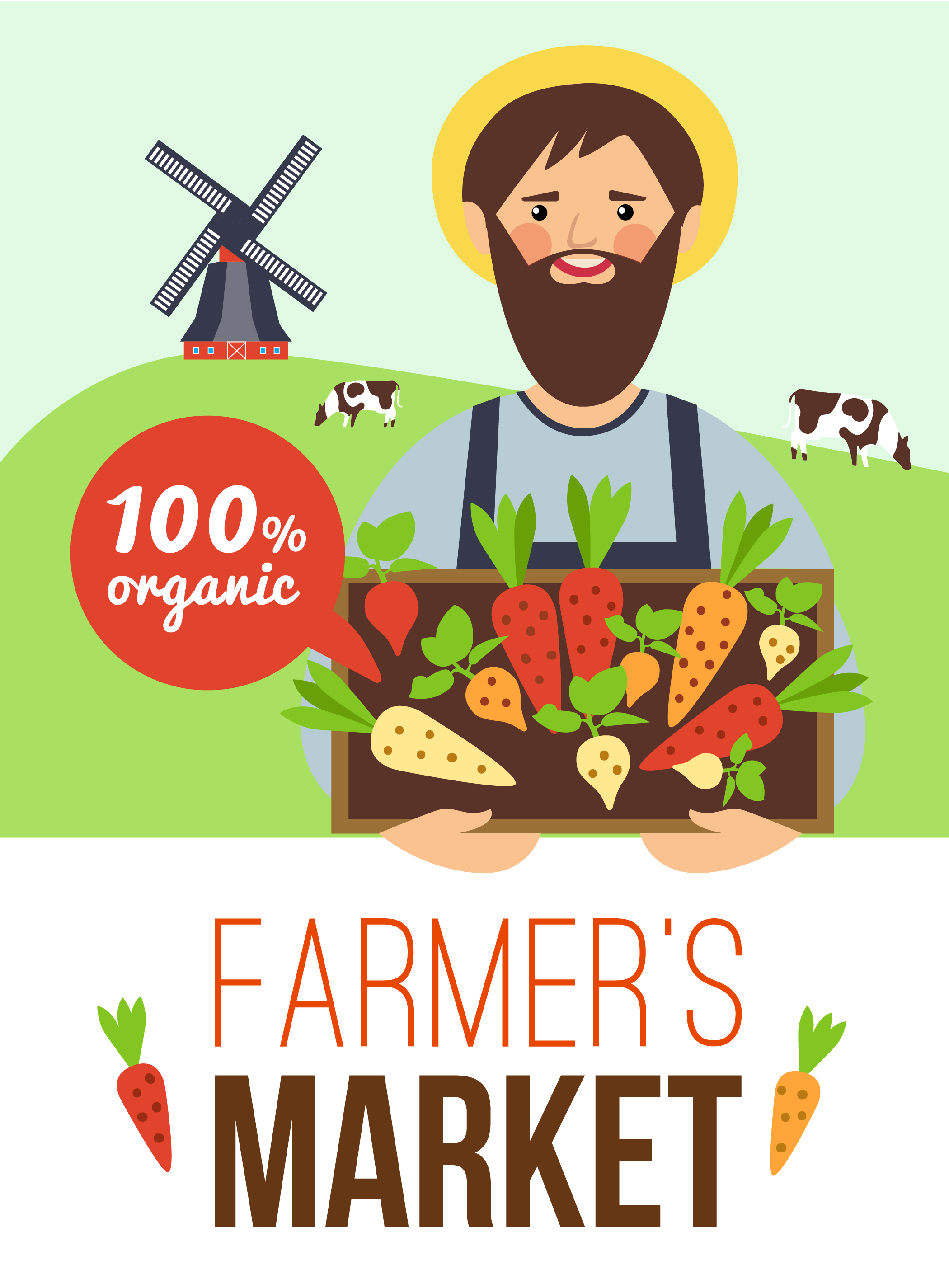 Farmers Market Organic Products Flat Poster 478358 Vector Art at Vecteezy