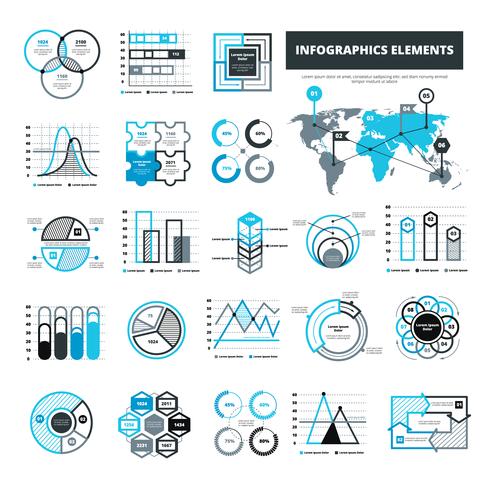 Elementos de infografía azul y azul vector