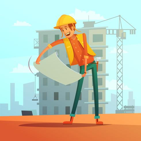 Builder Cartoon Illustration  vector