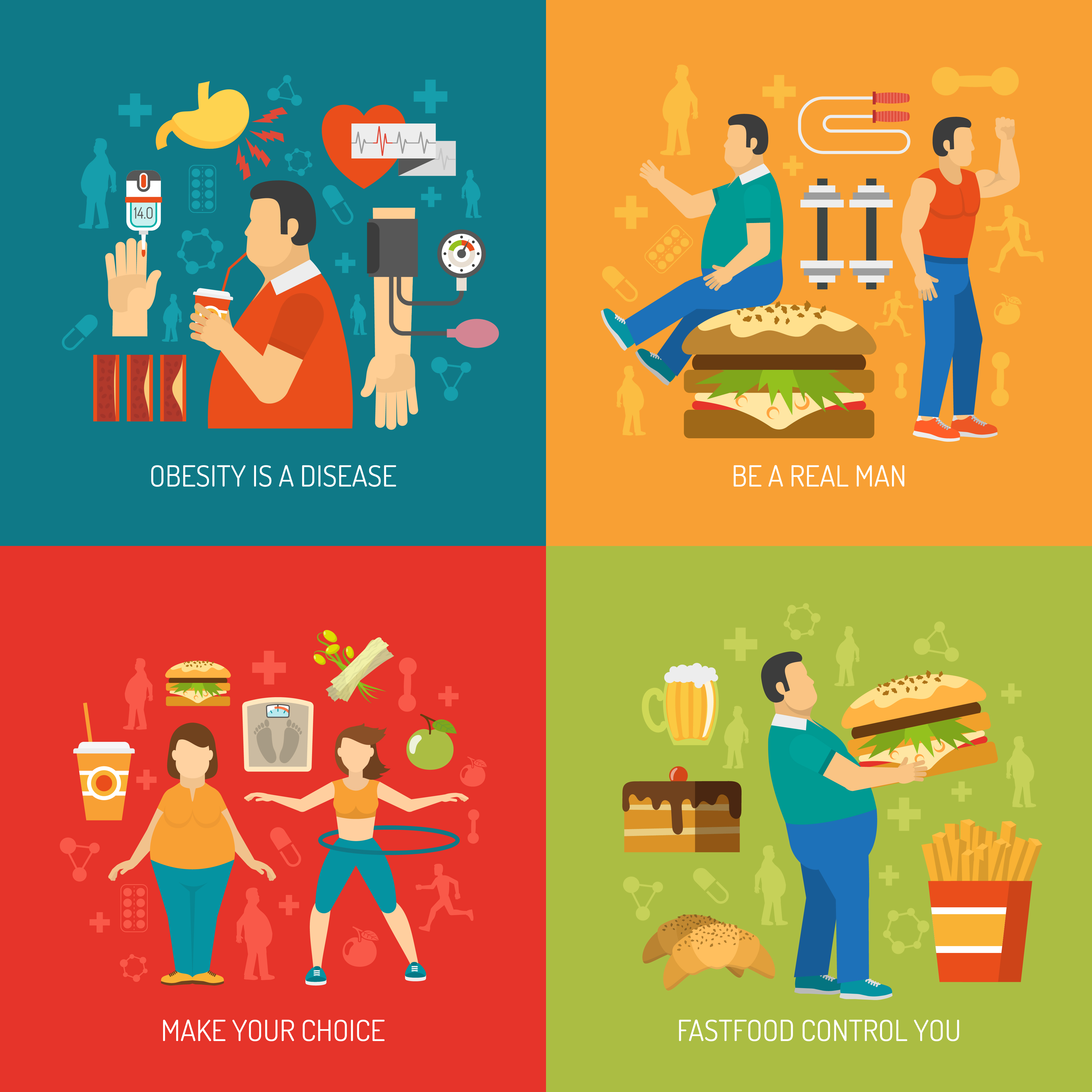 Obesity Concept Flat 478384 Vector Art at Vecteezy