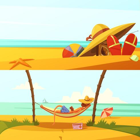Conjunto de Banners de vacaciones de verano vector
