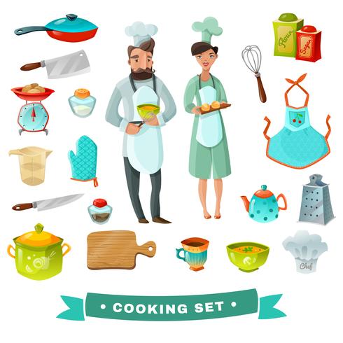 Cocina conjunto de dibujos animados vector