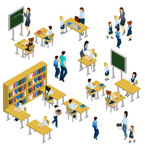 School Isometric Set vector