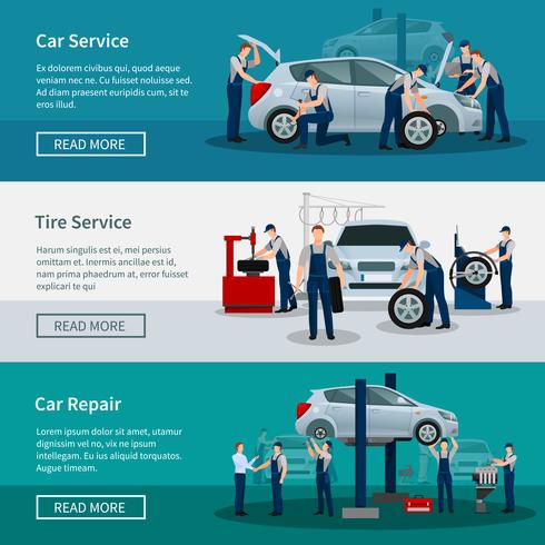 Banners horizontales de servicio de coche vector