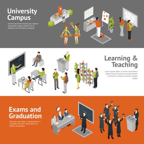College University Isometric Banners vector