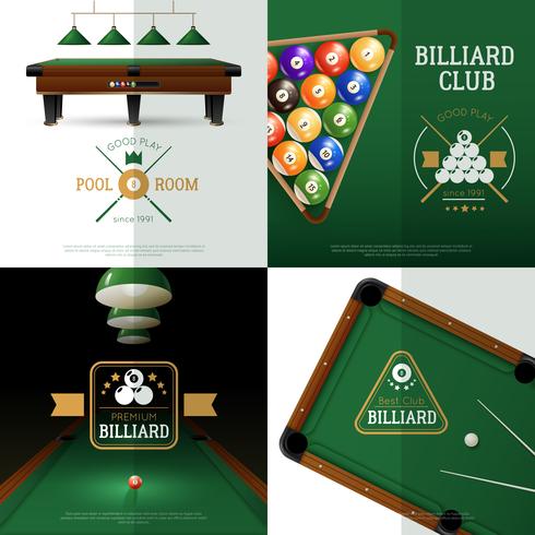 Billiards Concept Icons Set  vector