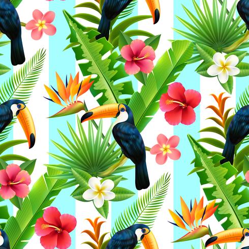 Rainforest Toucan Flat Seamless Pattern  vector