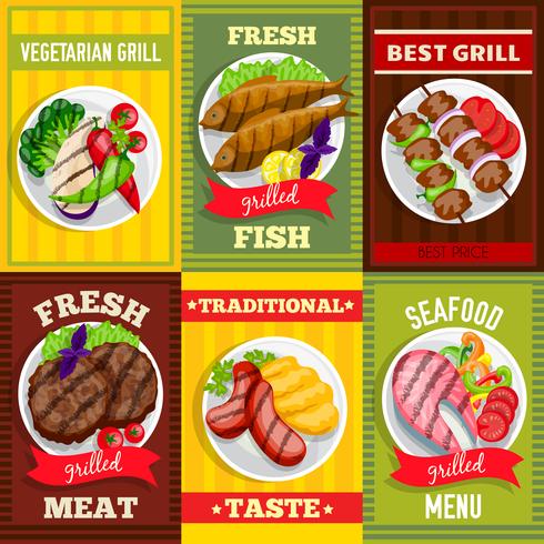 Barbecue Mini Posters Set vector