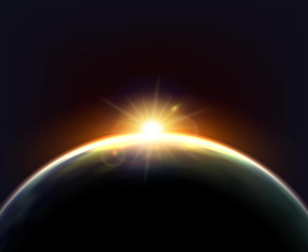 Globe Earth Sunlight Dark Background Poster  vector