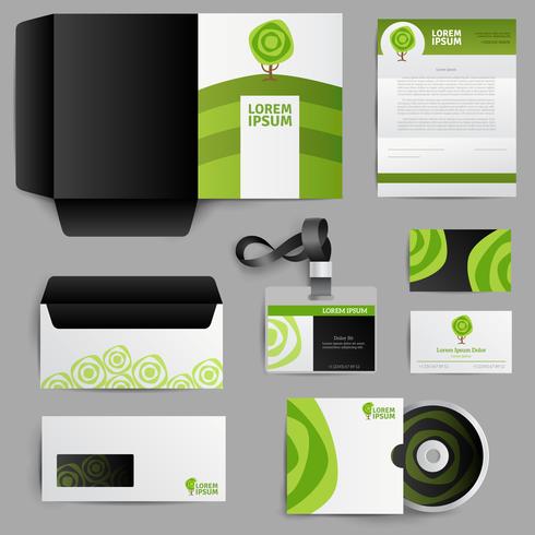 Corporate Identity Eco Design With Green Tree vector