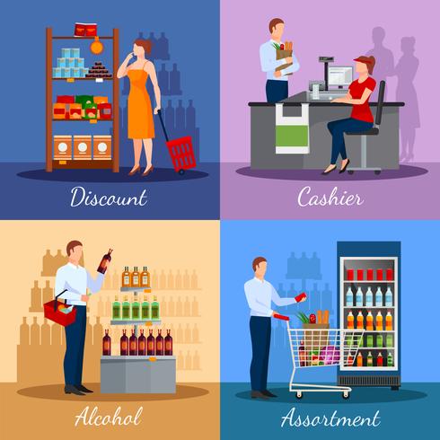 Assortment Of Products In Supermarket  vector