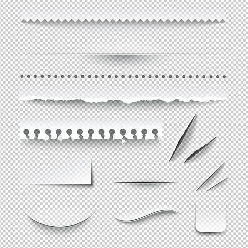 Transparent Checkered Paper Edges Realistic Set   vector