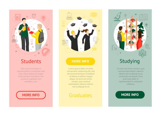 College University Isometric Vertical Banners vector