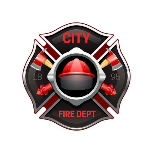 Fire Department Emblem Realistic Image Illustration  vector