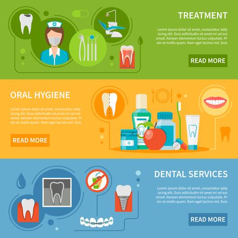 Conjunto de Banners de cuidado dental vector