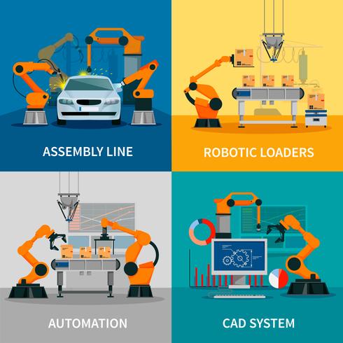 Conjunto de iconos de concepto de automatización vector