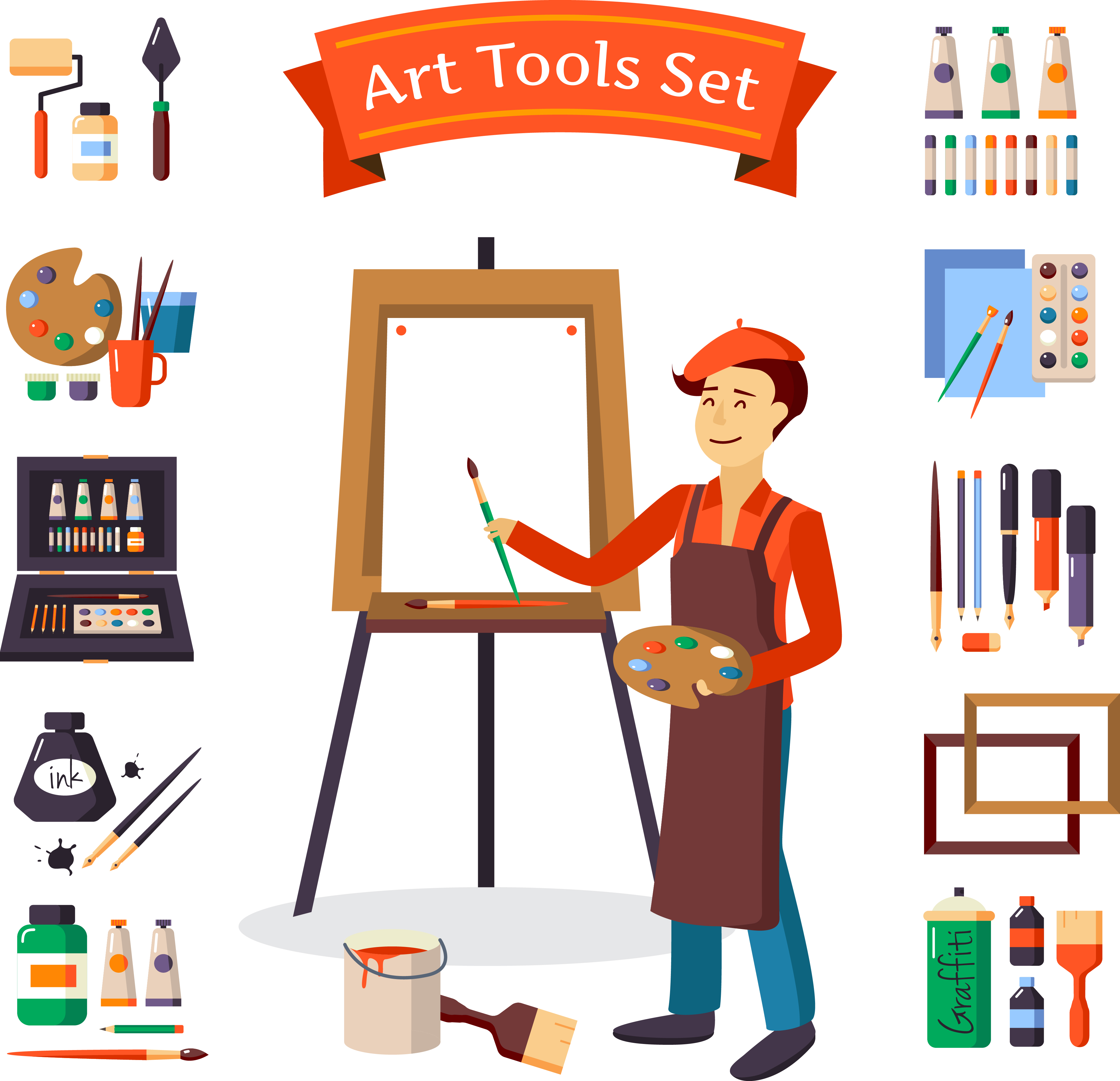 Artists Equipment Drawing and Painting Tools Set Realistic Vector  Illustration. Art Hobby Instrument Stock Vector - Illustration of bundle,  mockup: 258983233