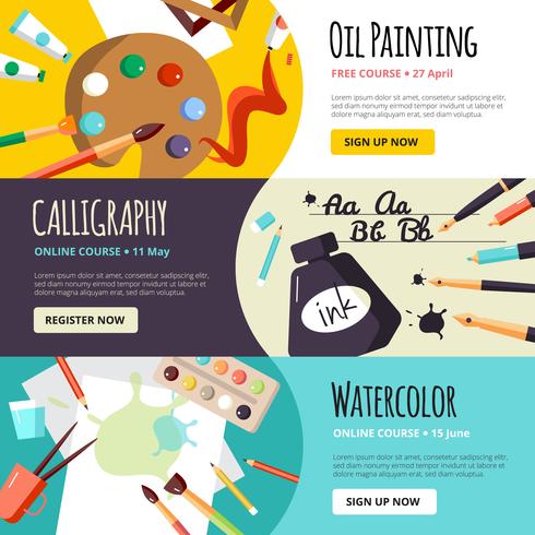 Art And Craft Lessons Banners vector