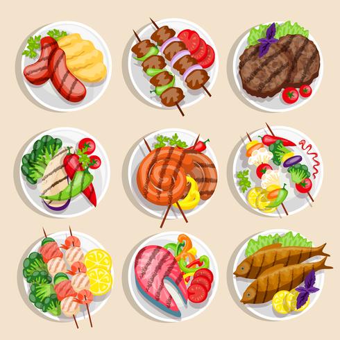 Grilled Food Set vector