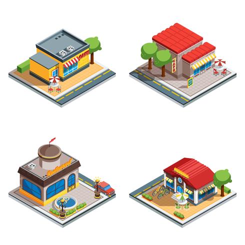 Cafe Isometric Icons Set vector