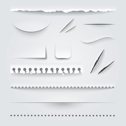 White Paper Edges Shadows Realistic Set   vector