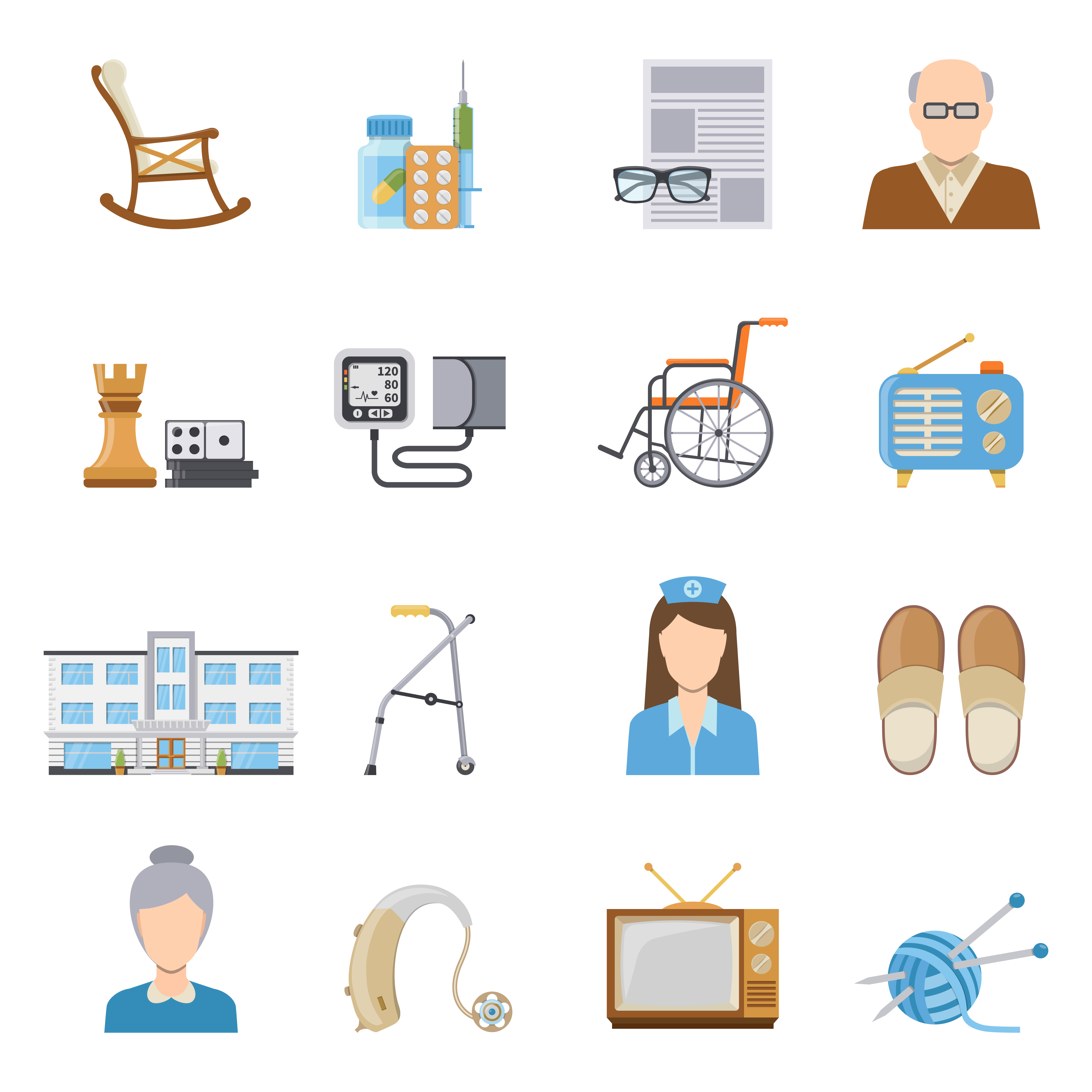 Download Elderly Care In Nursing Home Icons - Download Free Vectors ...