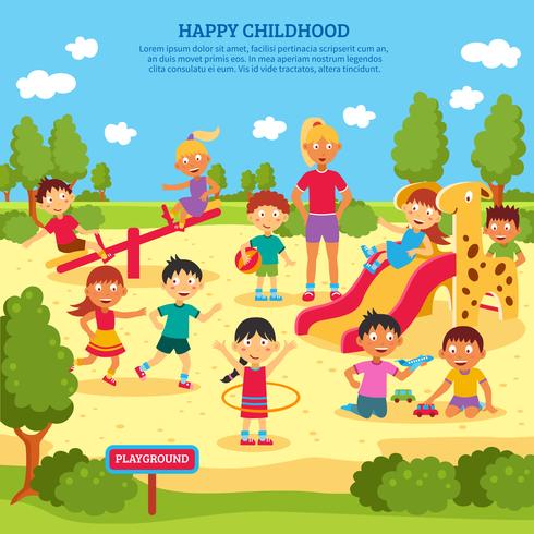 Kids Playing Poster vector