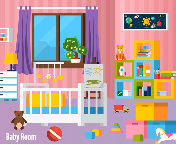 Baby Room Flat Colorful Composition vector