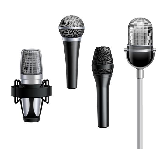  Microphone Collection In Realistic Style vector