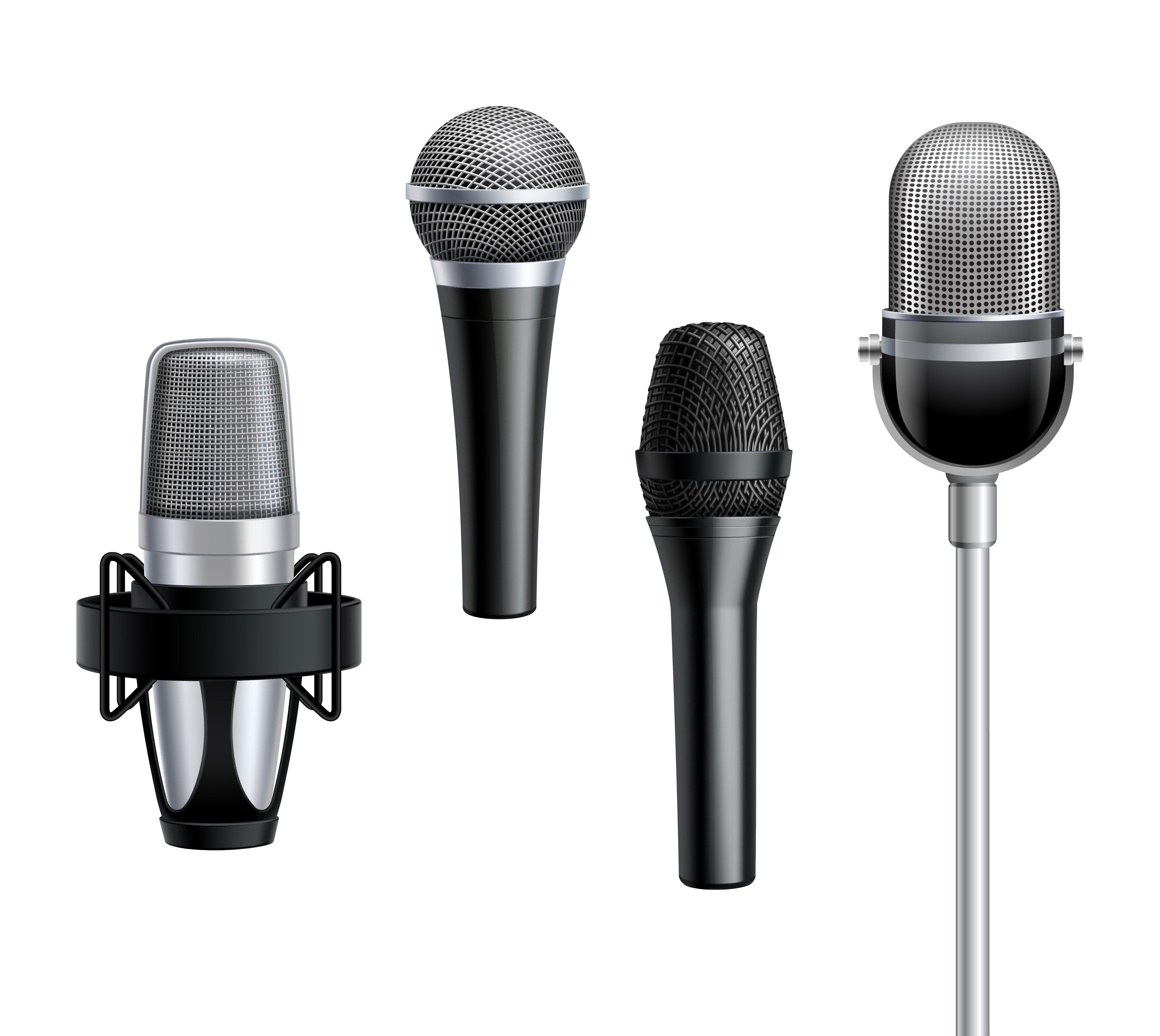 Download Microphone Collection In Realistic Style - Download Free Vectors, Clipart Graphics & Vector Art