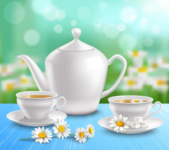 Teapot And Cups Composition vector