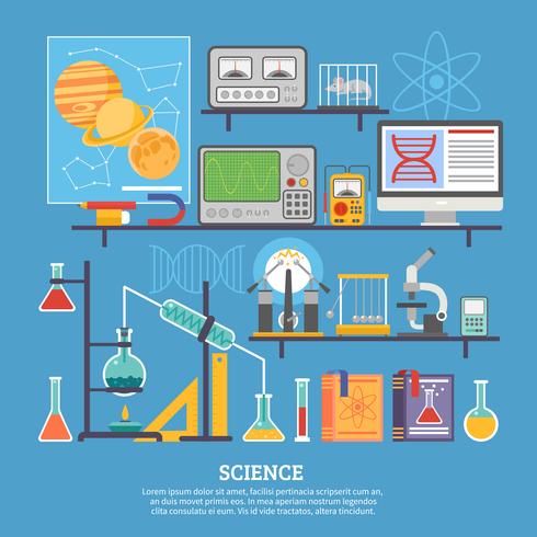 Science Research Laboratory Flat Banner  vector