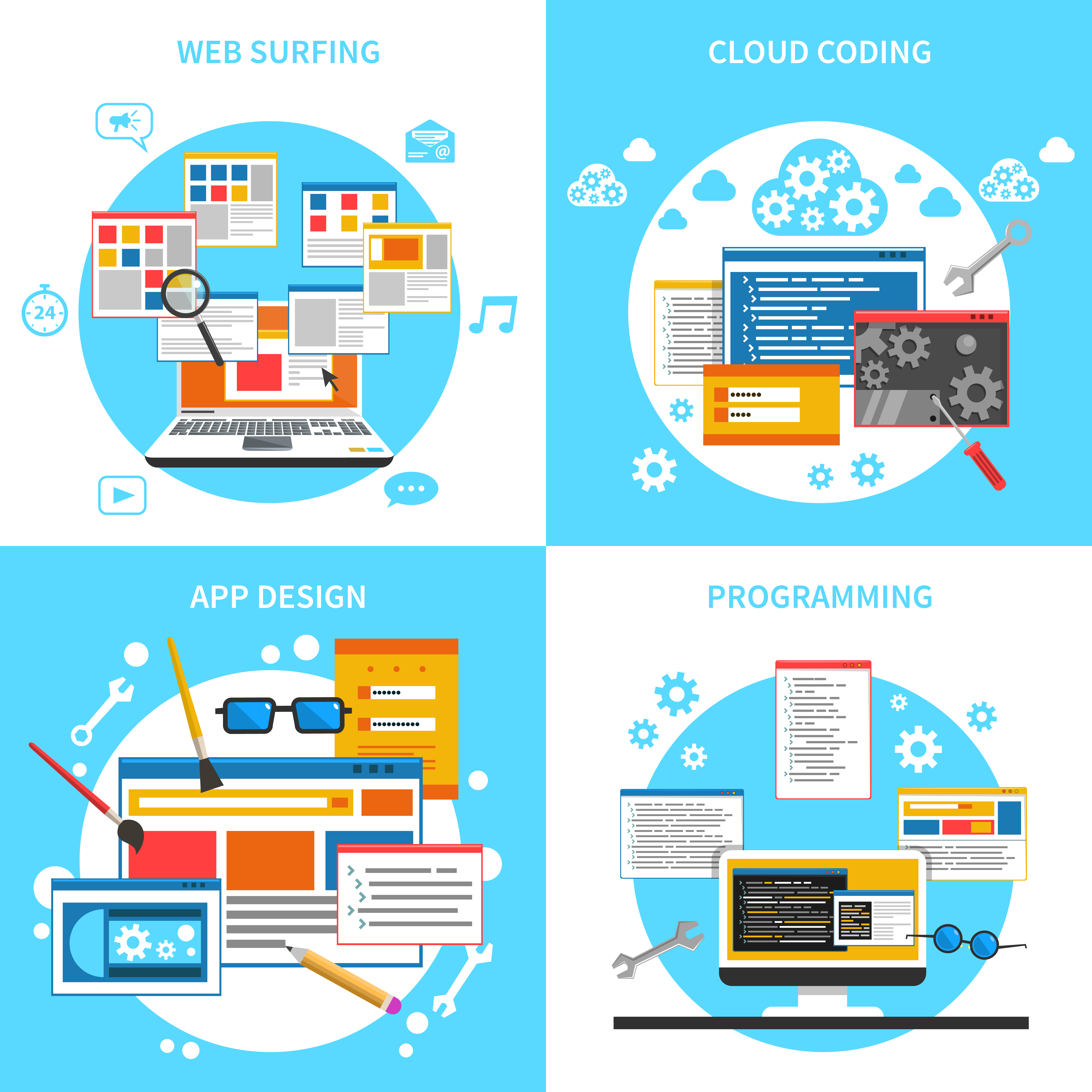 Web Development Concept Icons Set 478699 Vector Art at Vecteezy
