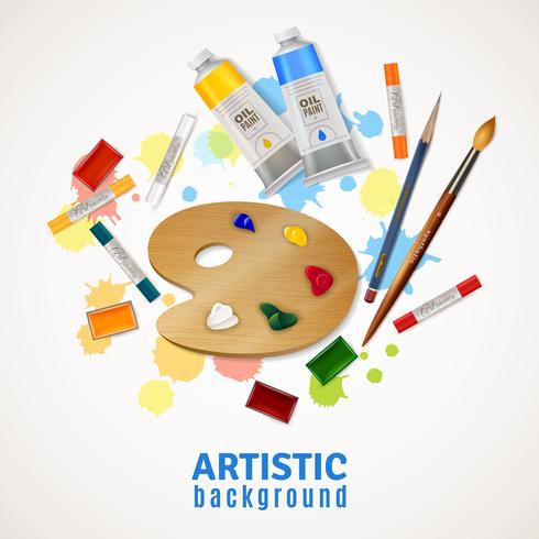 Artistic Background With Palette And Paints vector