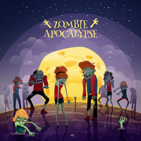 Fondo de apocalipsis zombie vector