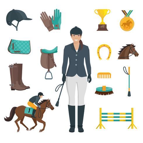 iconos de jockey planos vector