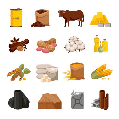 Commodity Flat Icons Set vector