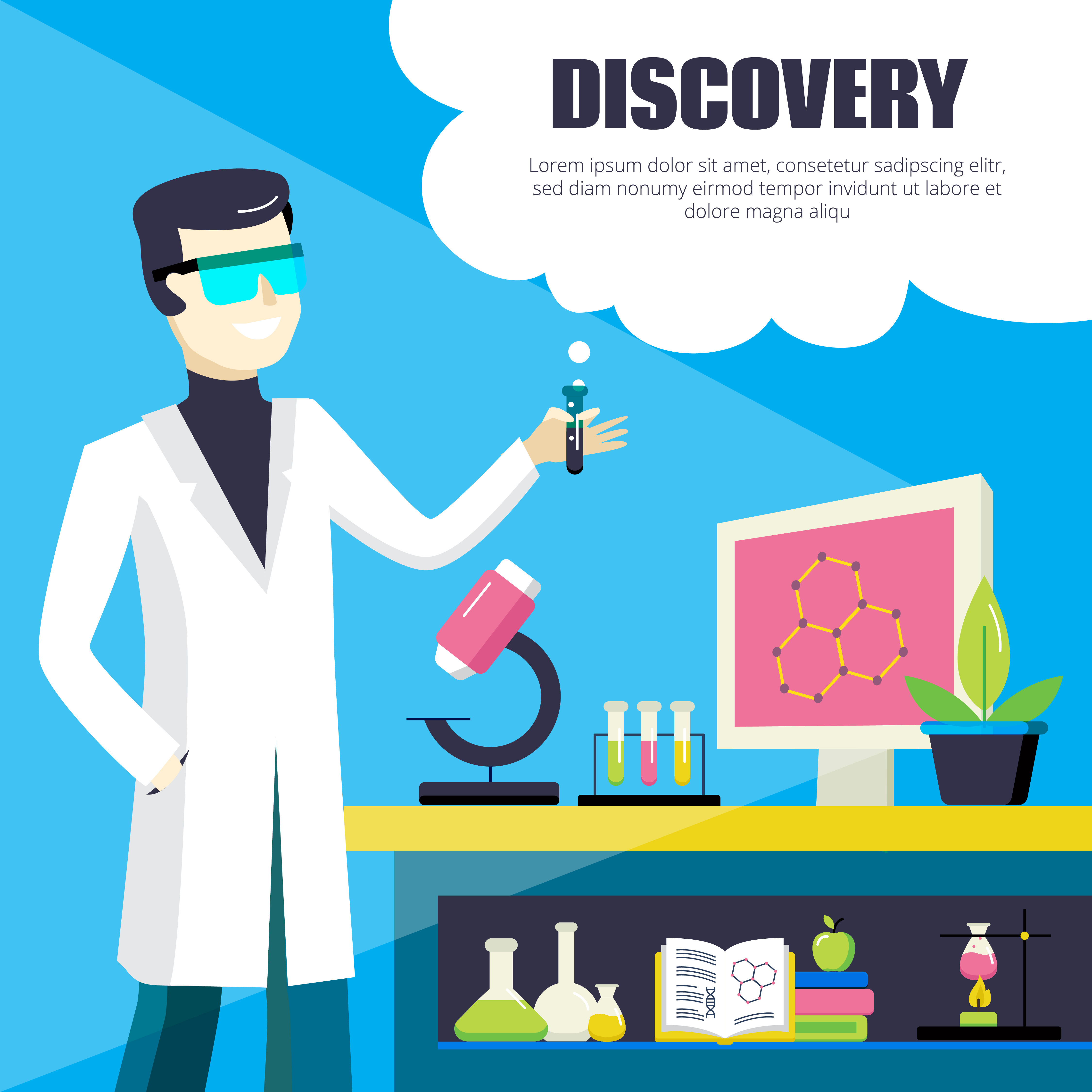 Scientist And Laboratory Discovery Illustration 478790 Vector Art at
