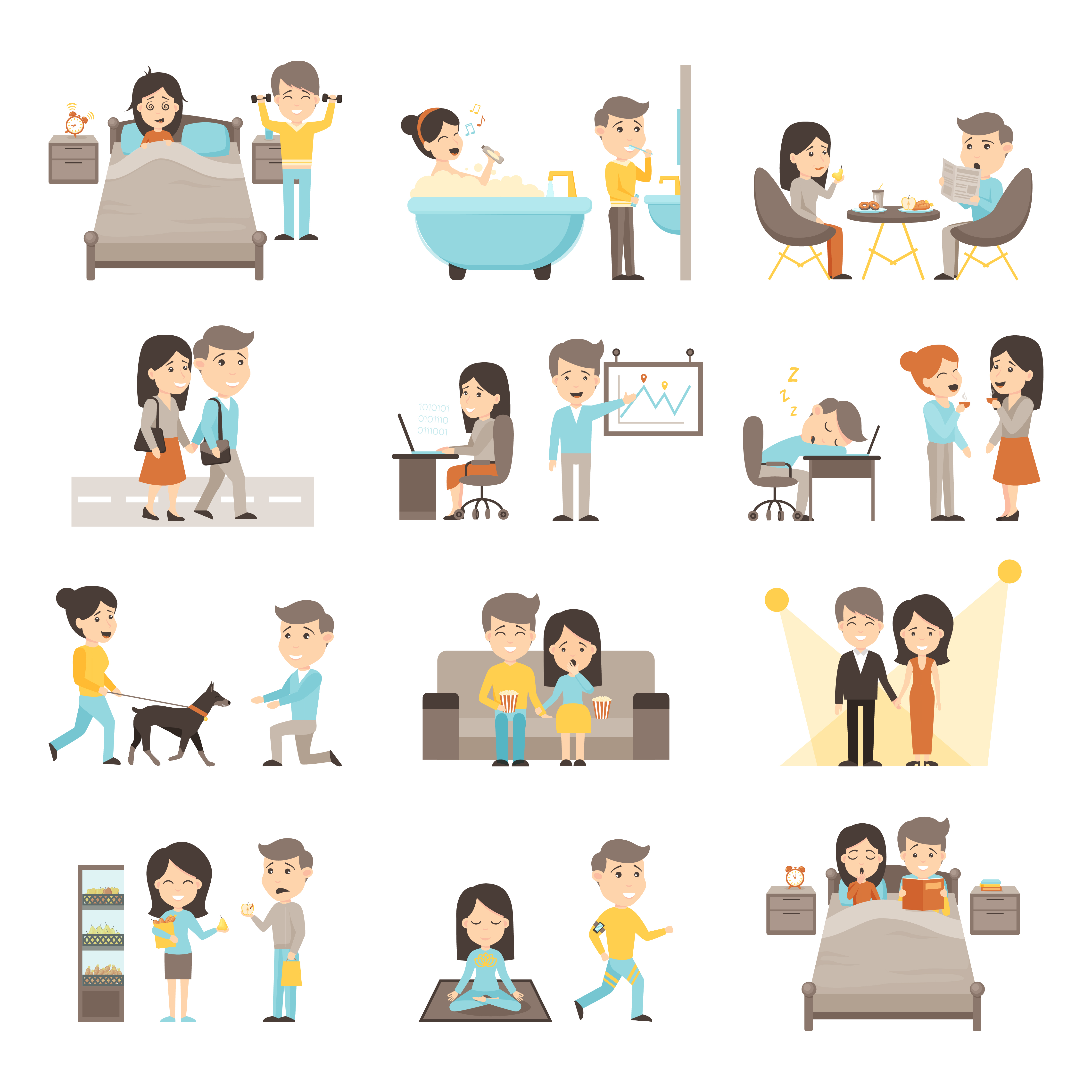 daily-routine-people-set-478817-vector-art-at-vecteezy