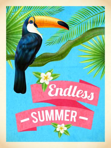 Toucan Bird Summer Vacation Flat Poster vector