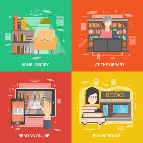 Library concept set vector