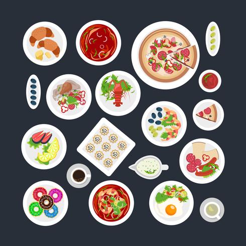 Food Set Top View vector